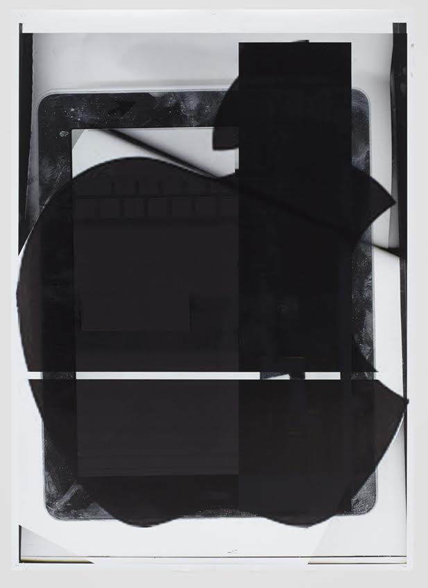 Tablet interface with vertical black band and circular element on right
